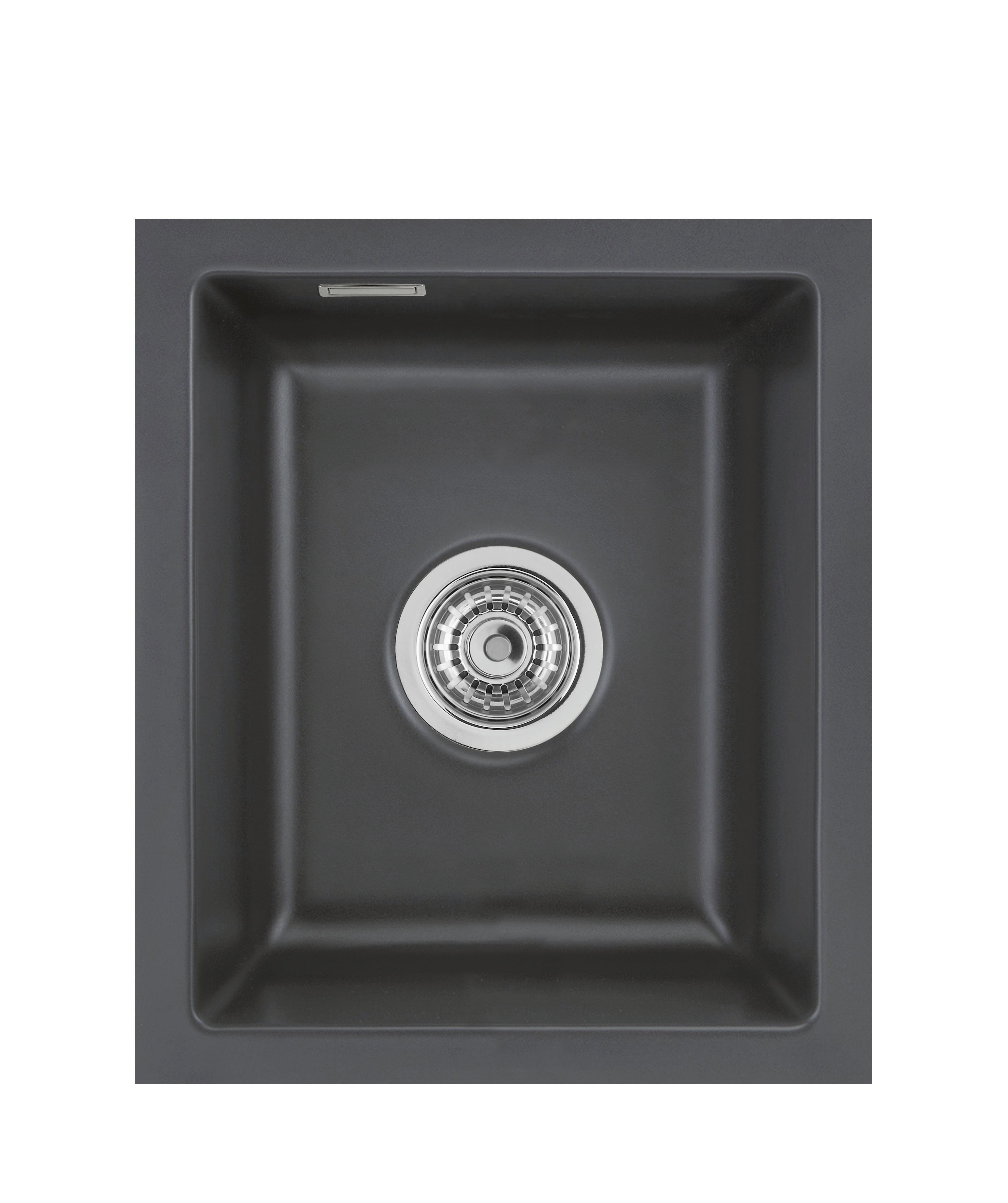 SYSTEMCERAM Einbauspüle Mera 32 U/g Schiefer 85 inkl. Handbetätigung, für 45 cm Schrankbreite, Spüle zum Unterbau mit geschliffener Oberseite Unterbau keine Beckenlage 54610185