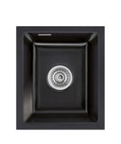 SYSTEMCERAM Einbauspüle Mera 39 F/o Nero 68 inkl. Handbetätigung, für 40 cm Schrankbreite, Spüle zum flächenbündigen Einbau ohne Hahnlochbank, inkl. 4 x Eckradien R 10 Flächenbündig keine Beckenlage 51610168