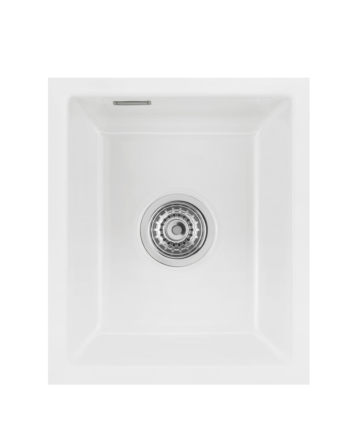 SYSTEMCERAM Einbauspüle Mera 39 F/o Grönland 12 inkl. Handbetätigung, für 40 cm Schrankbreite, Spüle zum flächenbündigen Einbau ohne Hahnlochbank, inkl. 4 x Eckradien R 10 Flächenbündig keine Beckenlage 51610112