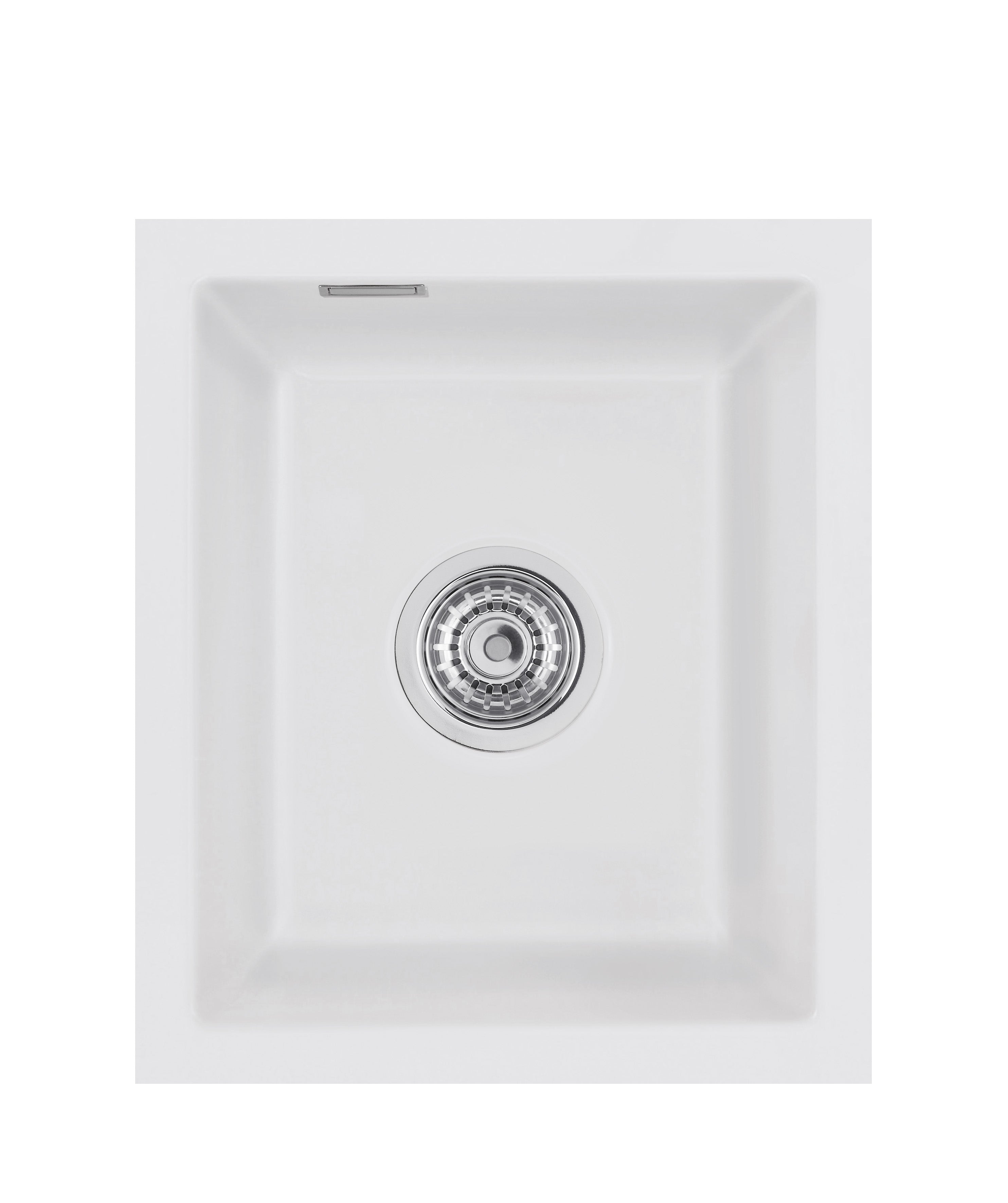 SYSTEMCERAM Einbauspüle Mera 39 F/o Satin 20 inkl. Handbetätigung, für 40 cm Schrankbreite, Spüle zum flächenbündigen Einbau ohne Hahnlochbank, inkl. 4 x Eckradien R 10 Flächenbündig keine Beckenlage 51610120