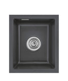 SYSTEMCERAM Einbauspüle Mera 39 F/o Schiefer 85 inkl. Handbetätigung, für 40 cm Schrankbreite, Spüle zum flächenbündigen Einbau ohne Hahnlochbank, inkl. 4 x Eckradien R 10 Flächenbündig keine Beckenlage 51610185