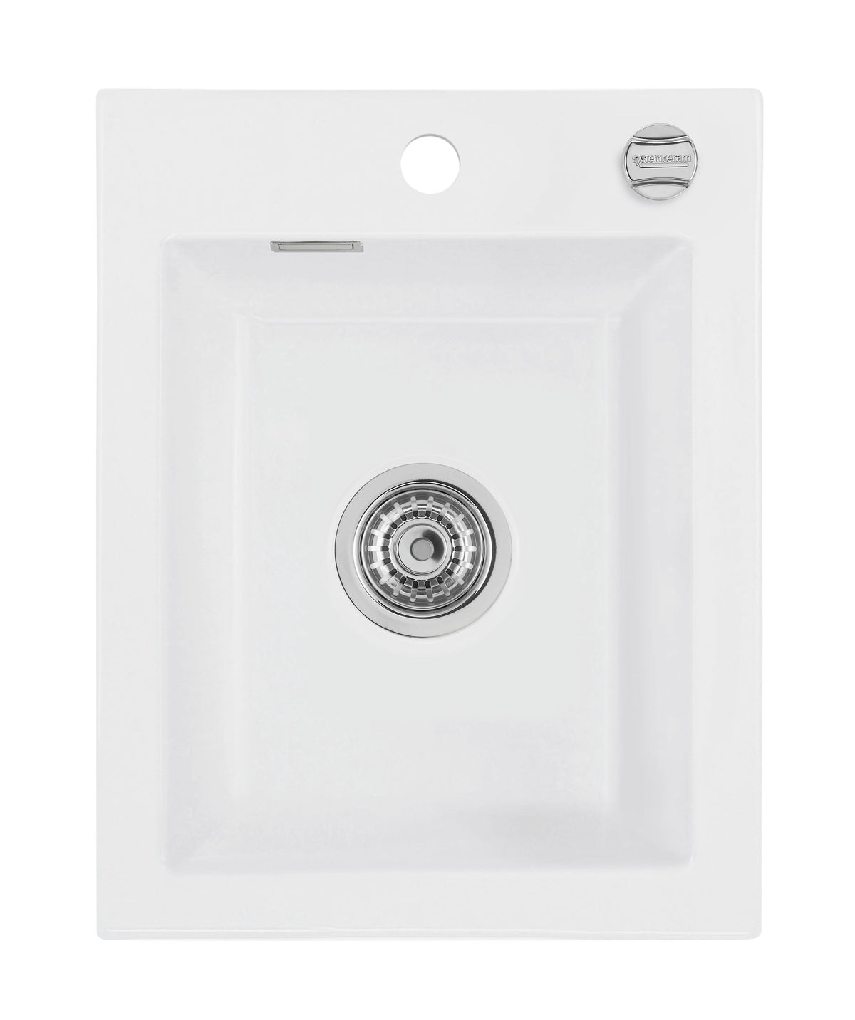 SYSTEMCERAM Einbauspüle Mera 39 F Polar 13 inkl. Handbetätigung, für 40 cm Schrankbreite, Spüle zum flächenbündigen Einbau, inkl. 4 x Eckradien R 10 Auflage keine Beckenlage 55610113