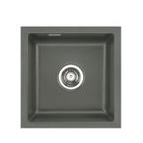 SYSTEMCERAM Einbauspüle Mera 40 U/g Lava 80 inkl. Handbetätigung, für 50 cm Schrankbreite, Spüle zum Unterbau mit geschliffener Oberseite Unterbau keine Beckenlage 54560180