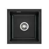 SYSTEMCERAM Einbauspüle Mera 40 U/g Nero 68 inkl. Handbetätigung, für 50 cm Schrankbreite, Spüle zum Unterbau mit geschliffener Oberseite Unterbau keine Beckenlage 54560168