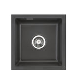 SYSTEMCERAM Einbauspüle Mera 40 U/g Schiefer 85 inkl. Handbetätigung, für 50 cm Schrankbreite, Spüle zum Unterbau mit geschliffener Oberseite Unterbau keine Beckenlage 54560185