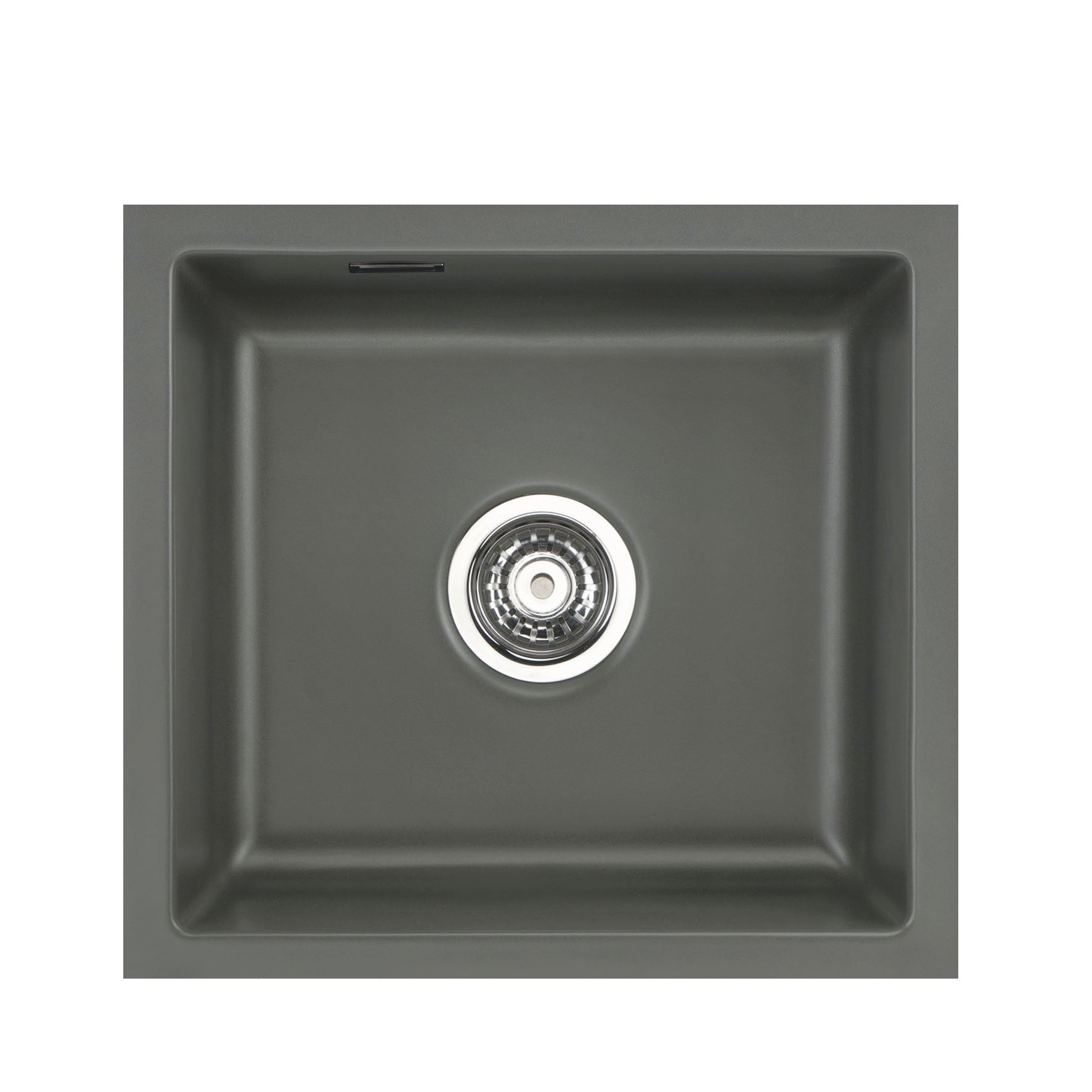 SYSTEMCERAM Einbauspüle Mera 42 U / g Lava 80 inkl. Handbetätigung, für 50 cm Schrankbreite, Spüle zum Unterbau mit geschliffener Oberseite Unterbau keine Beckenlage 54010180