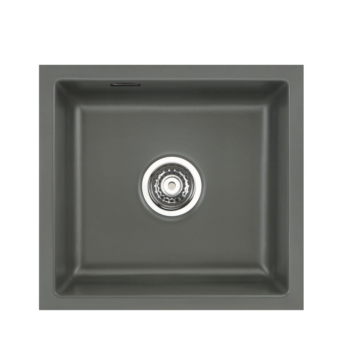 SYSTEMCERAM Einbauspüle Mera 42 U / g Lava 80 inkl. Handbetätigung, für 50 cm Schrankbreite, Spüle zum Unterbau mit geschliffener Oberseite Unterbau keine Beckenlage 54010180
