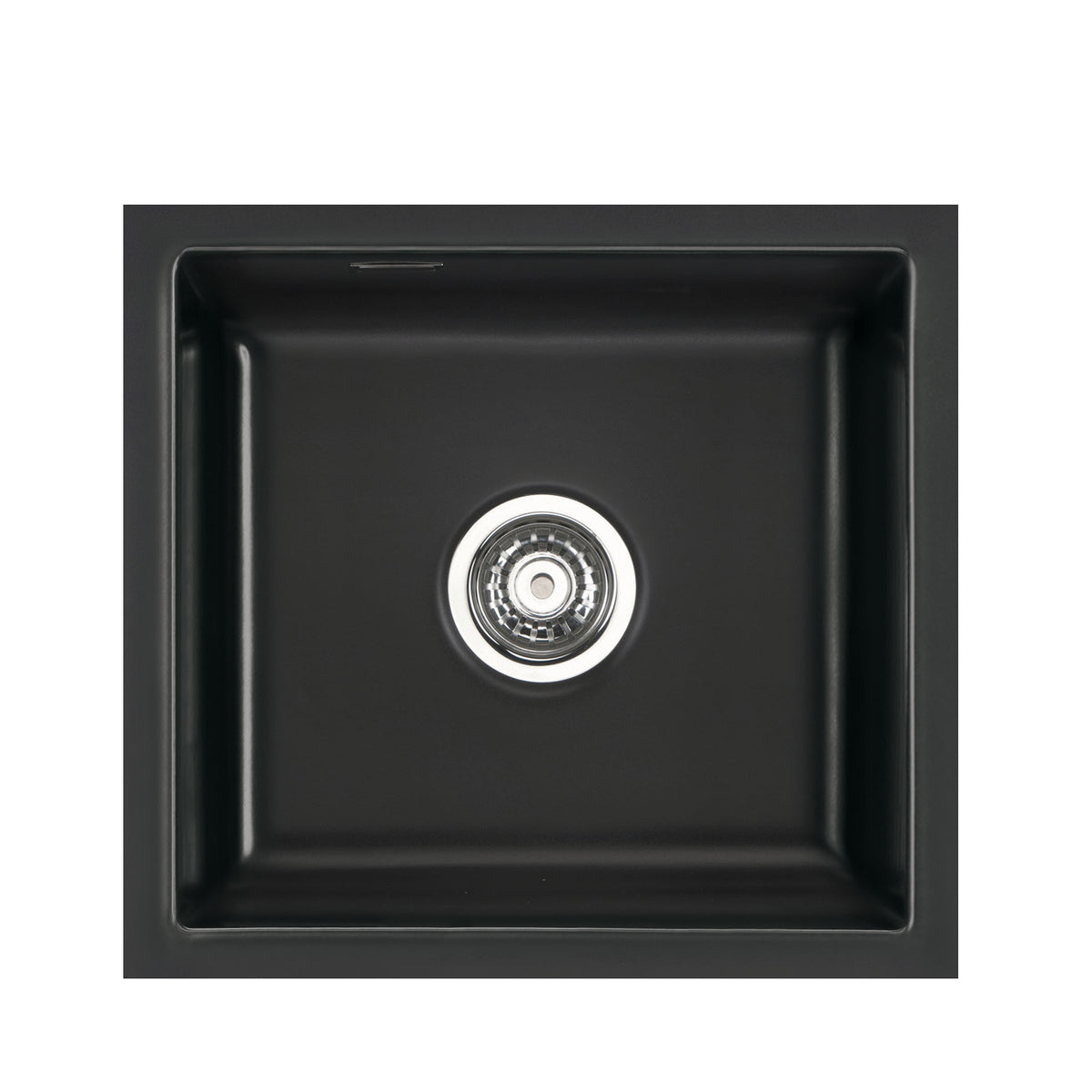 SYSTEMCERAM Einbauspüle Mera 42 U / g Nero 68 inkl. Excenterbetätigung, für 50 cm Schrankbreite, Spüle zum Unterbau mit geschliffener Oberseite Unterbau keine Beckenlage 54010268