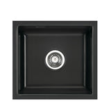SYSTEMCERAM Einbauspüle Mera 42 U / g Nero 68 inkl. Excenterbetätigung, für 50 cm Schrankbreite, Spüle zum Unterbau mit geschliffener Oberseite Unterbau keine Beckenlage 54010268