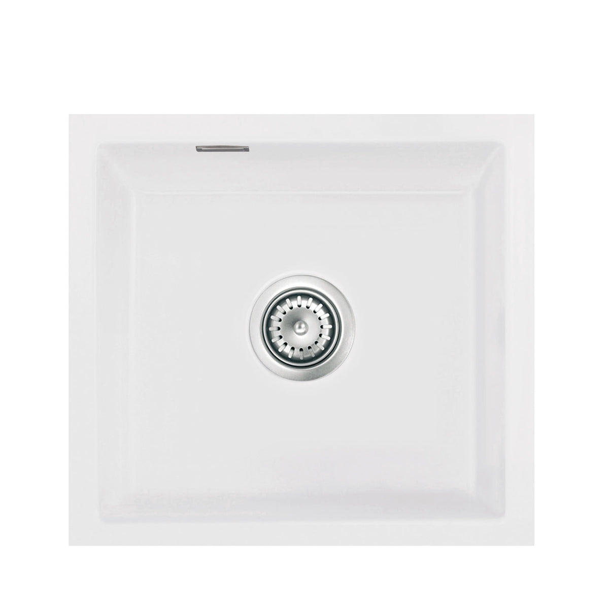 SYSTEMCERAM Einbauspüle Mera 42 U / g Polar 13 inkl. Excenterbetätigung, für 50 cm Schrankbreite, Spüle zum Unterbau mit geschliffener Oberseite Unterbau keine Beckenlage 54010213