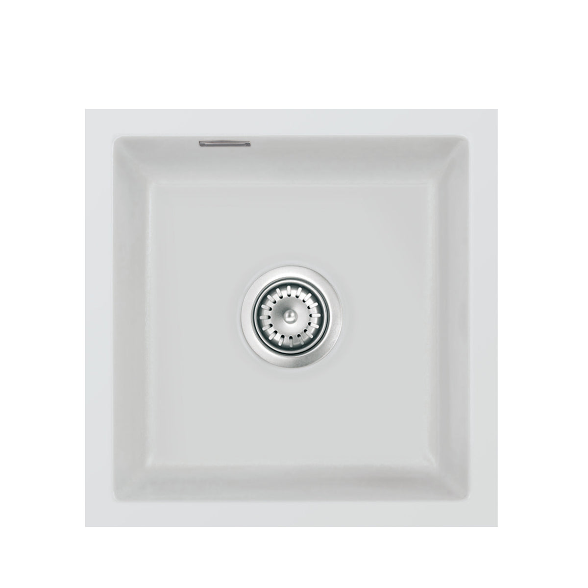 SYSTEMCERAM Einbauspüle Mera 46 F/o Alu 76 inkl. Excenterbetätigung, für 45 cm Schrankbreite, Spüle zum flächenbündigen Einbau ohne Hahnlochbank, inkl. 4 x Eckradien R 10 Flächenbündig keine Beckenlage 51560276