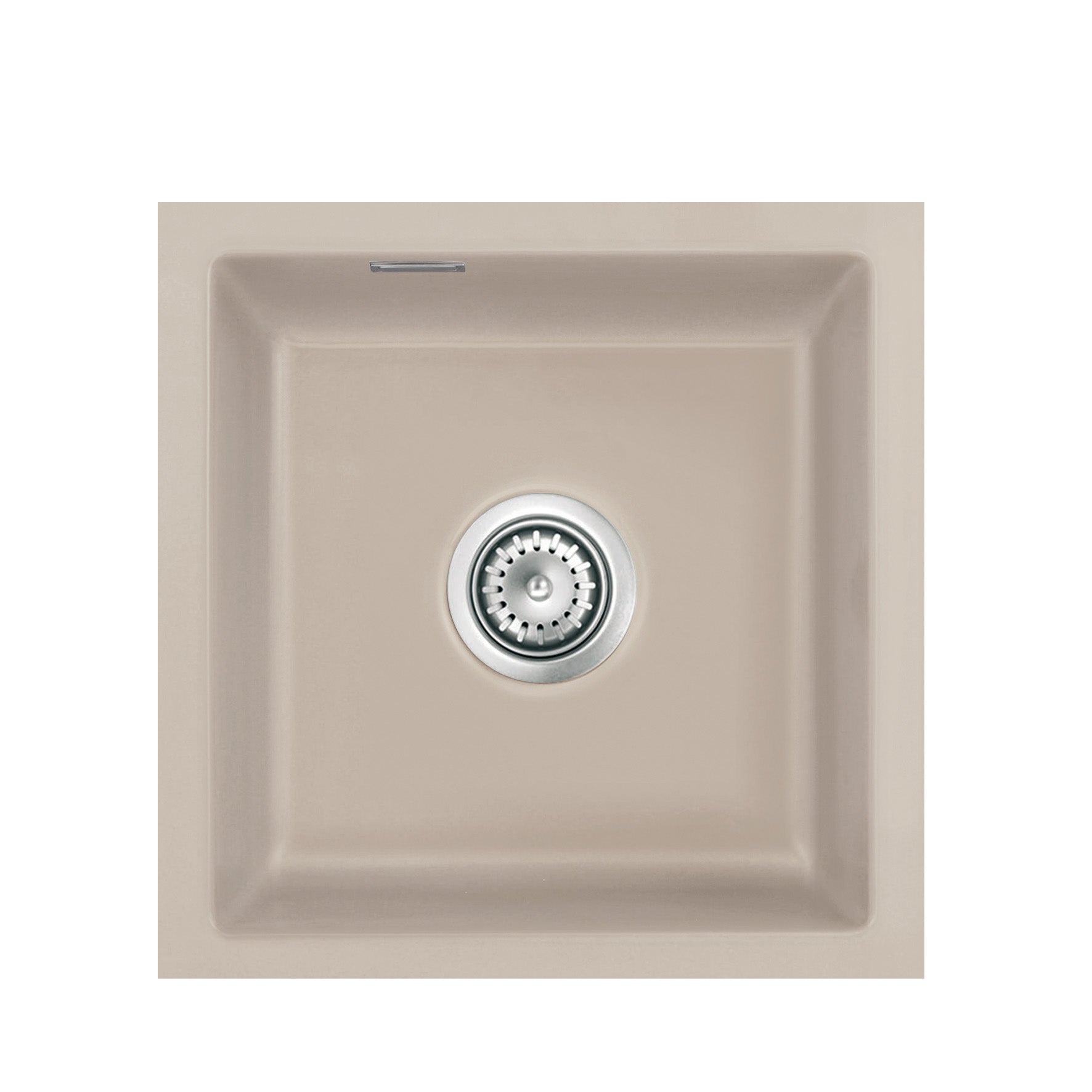 SYSTEMCERAM Einbauspüle Mera 46 F/o Fango 23 inkl. Handbetätigung, für 45 cm Schrankbreite, Spüle zum flächenbündigen Einbau ohne Hahnlochbank, inkl. 4 x Eckradien R 10 Flächenbündig keine Beckenlage 51560123
