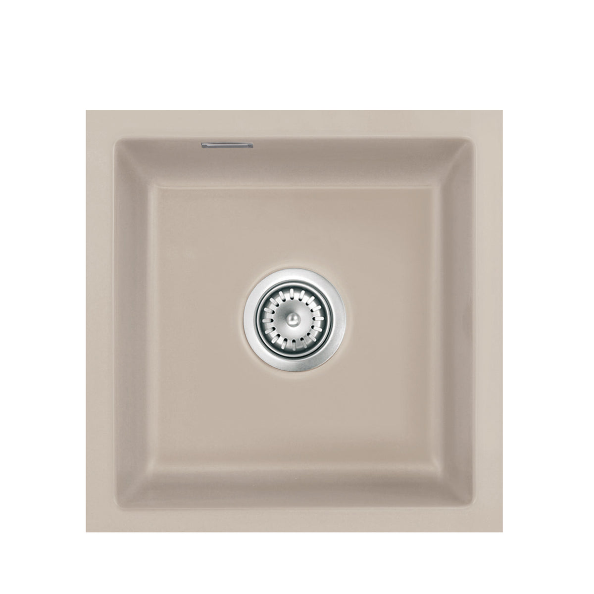 SYSTEMCERAM Einbauspüle Mera 46 F/o Fango 23 inkl. Handbetätigung, für 45 cm Schrankbreite, Spüle zum flächenbündigen Einbau ohne Hahnlochbank, inkl. 4 x Eckradien R 10 Flächenbündig keine Beckenlage 51560123