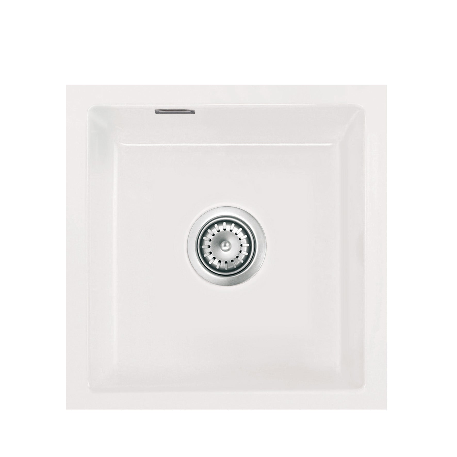 SYSTEMCERAM Einbauspüle Mera 46 F/o Grönland 12 inkl. Handbetätigung, für 45 cm Schrankbreite, Spüle zum flächenbündigen Einbau ohne Hahnlochbank, inkl. 4 x Eckradien R 10 Flächenbündig keine Beckenlage 51560112