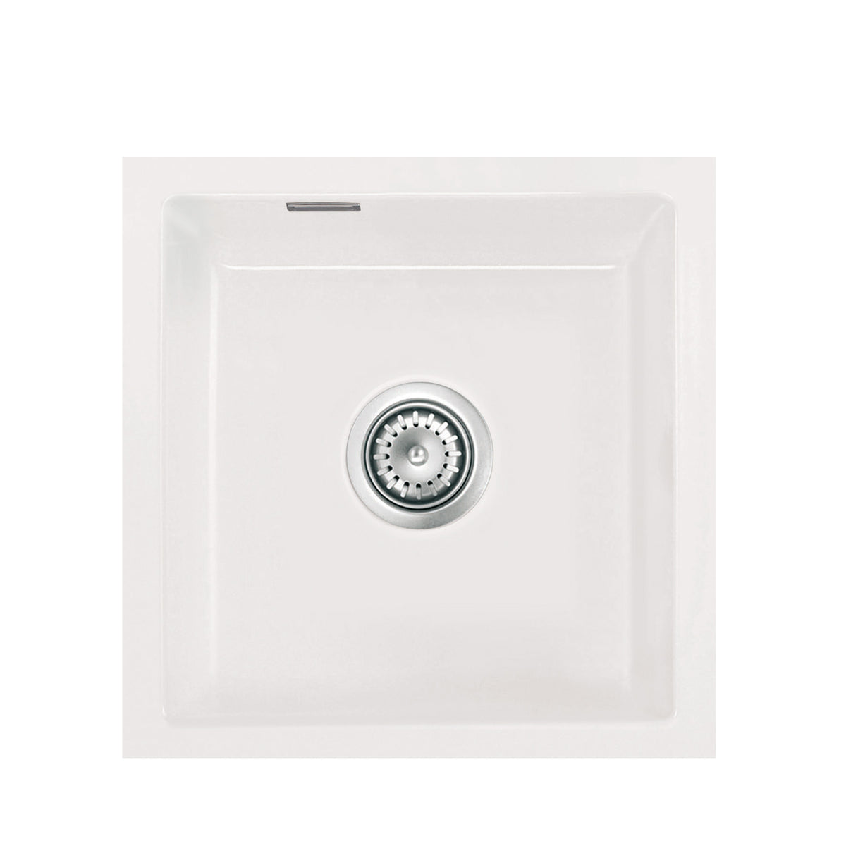 SYSTEMCERAM Einbauspüle Mera 46 F/o Grönland 12 inkl. Handbetätigung, für 45 cm Schrankbreite, Spüle zum flächenbündigen Einbau ohne Hahnlochbank, inkl. 4 x Eckradien R 10 Flächenbündig keine Beckenlage 51560112