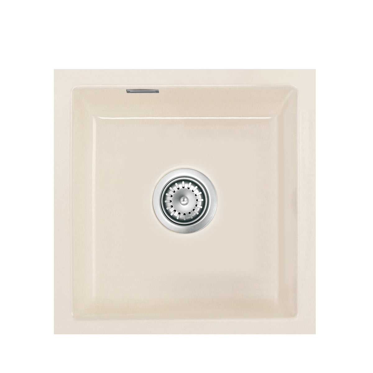 SYSTEMCERAM Einbauspüle Mera 46 F/o Magnolie 10 inkl. Handbetätigung, für 45 cm Schrankbreite, Spüle zum flächenbündigen Einbau ohne Hahnlochbank, inkl. 4 x Eckradien R 10 Flächenbündig keine Beckenlage 51560110