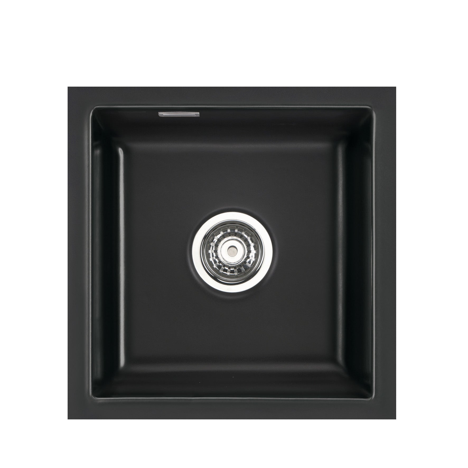 SYSTEMCERAM Einbauspüle Mera 46 F/o Nero 68 inkl. Handbetätigung, für 45 cm Schrankbreite, Spüle zum flächenbündigen Einbau ohne Hahnlochbank, inkl. 4 x Eckradien R 10 Flächenbündig keine Beckenlage 51560168
