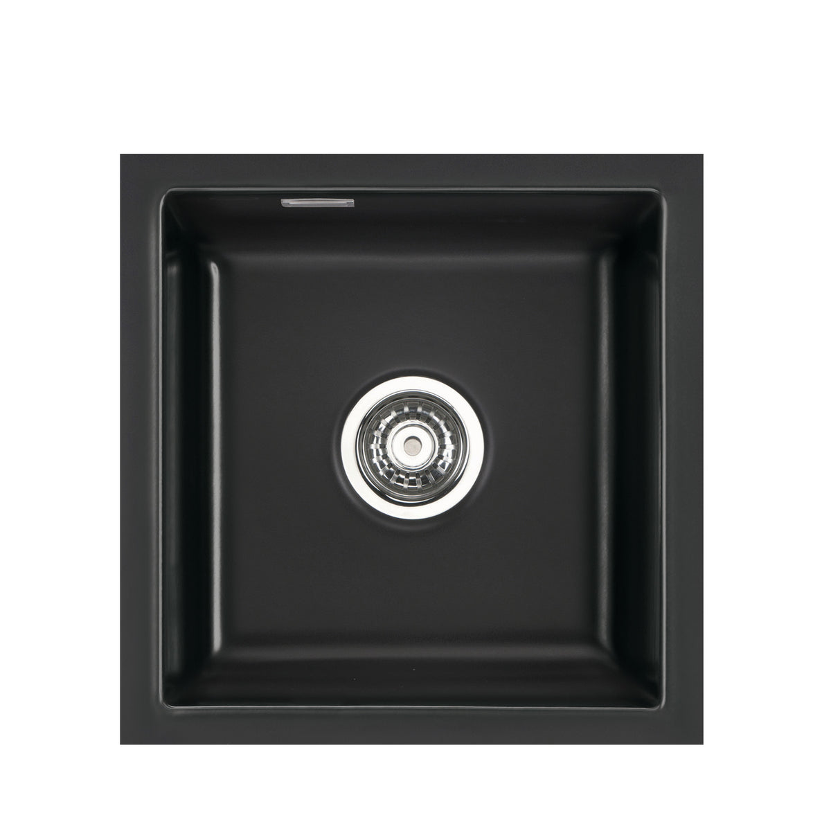 SYSTEMCERAM Einbauspüle Mera 46 F/o Nero 68 inkl. Handbetätigung, für 45 cm Schrankbreite, Spüle zum flächenbündigen Einbau ohne Hahnlochbank, inkl. 4 x Eckradien R 10 Flächenbündig keine Beckenlage 51560168