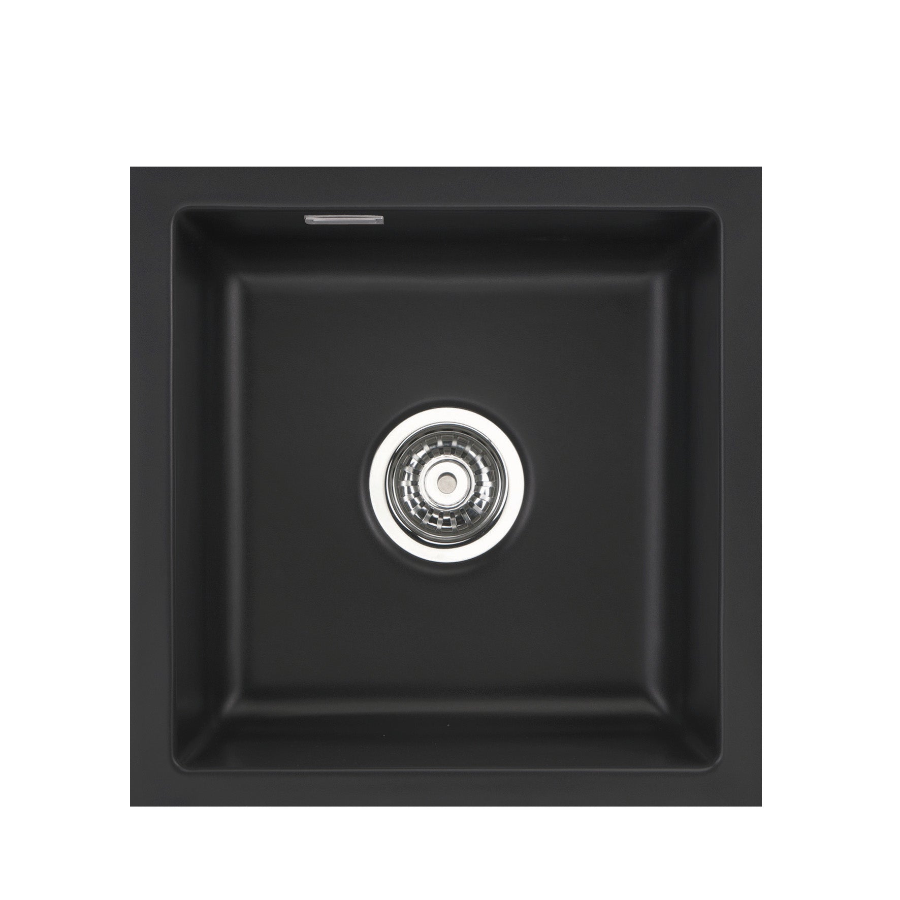 SYSTEMCERAM Einbauspüle Mera 46 F/o Nigra 87 inkl. Excenterbetätigung, für 45 cm Schrankbreite, Spüle zum flächenbündigen Einbau ohne Hahnlochbank, inkl. 4 x Eckradien R 10 Flächenbündig keine Beckenlage 51560287