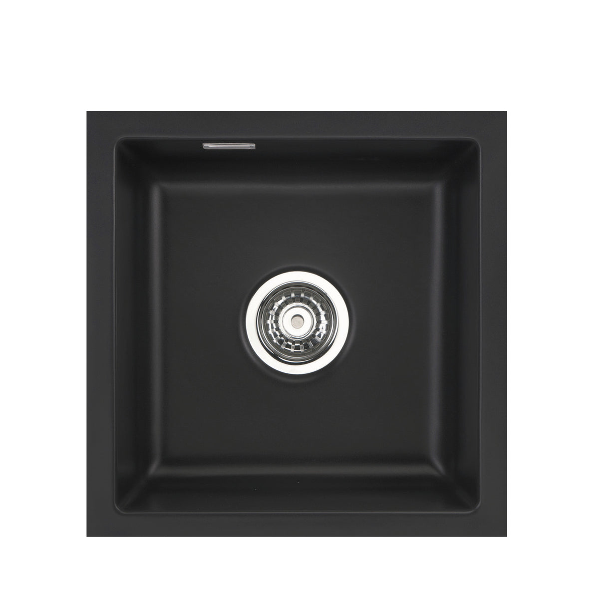 SYSTEMCERAM Einbauspüle Mera 46 F/o Nigra 87 inkl. Excenterbetätigung, für 45 cm Schrankbreite, Spüle zum flächenbündigen Einbau ohne Hahnlochbank, inkl. 4 x Eckradien R 10 Flächenbündig keine Beckenlage 51560287