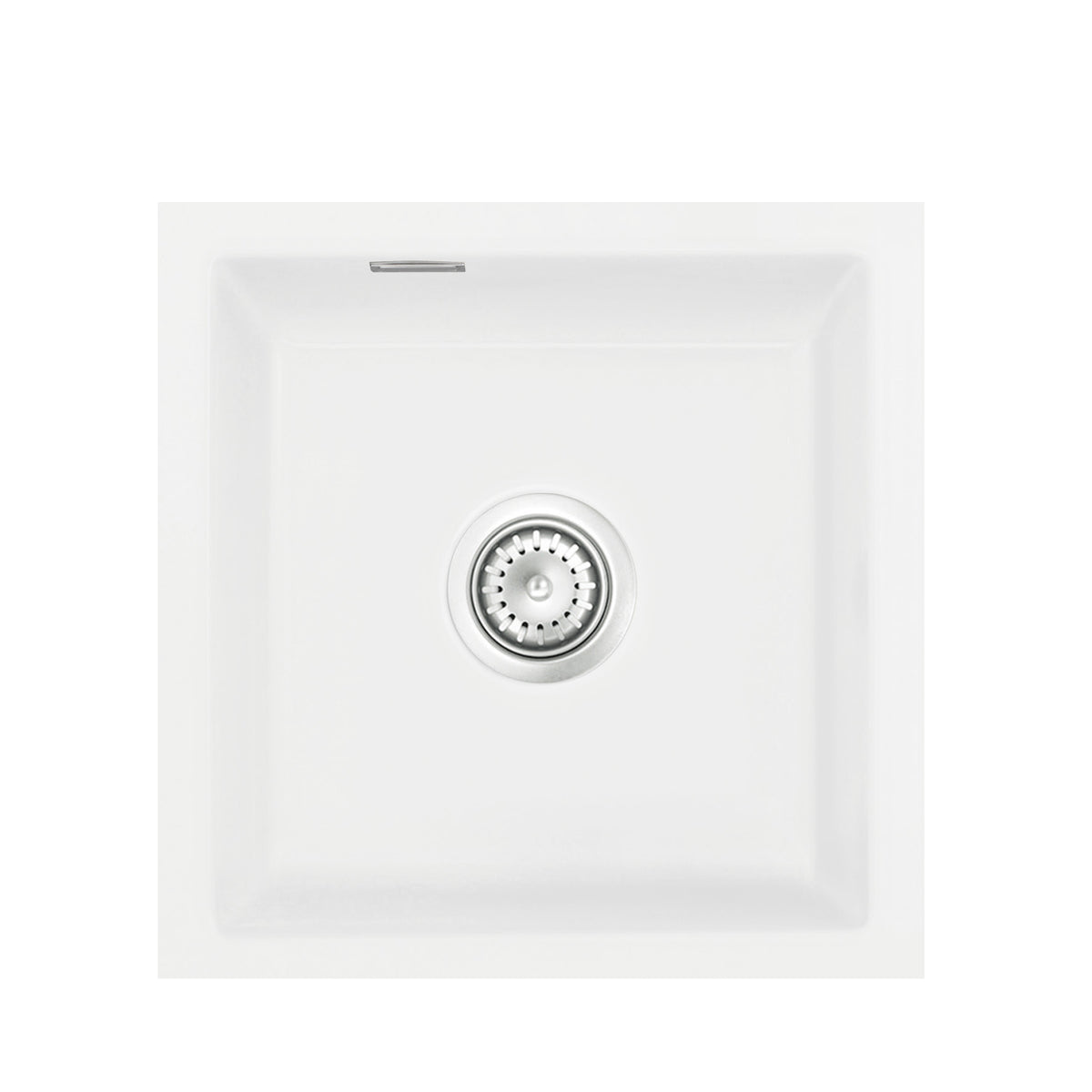 SYSTEMCERAM Einbauspüle Mera 46 F/o Polar 13 inkl. Handbetätigung, für 45 cm Schrankbreite, Spüle zum flächenbündigen Einbau ohne Hahnlochbank, inkl. 4 x Eckradien R 10 Flächenbündig keine Beckenlage 51560113
