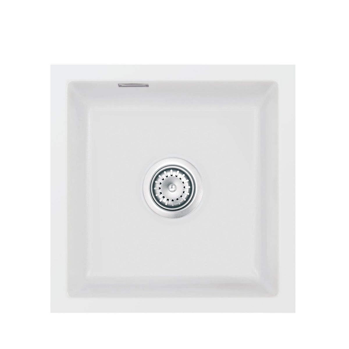 SYSTEMCERAM Einbauspüle Mera 46 F/o Satin 20 inkl. Excenterbetätigung, für 45 cm Schrankbreite, Spüle zum flächenbündigen Einbau ohne Hahnlochbank, inkl. 4 x Eckradien R 10 Flächenbündig keine Beckenlage 51560220