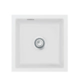 SYSTEMCERAM Einbauspüle Mera 46 F/o Satin 20 inkl. Excenterbetätigung, für 45 cm Schrankbreite, Spüle zum flächenbündigen Einbau ohne Hahnlochbank, inkl. 4 x Eckradien R 10 Flächenbündig keine Beckenlage 51560220
