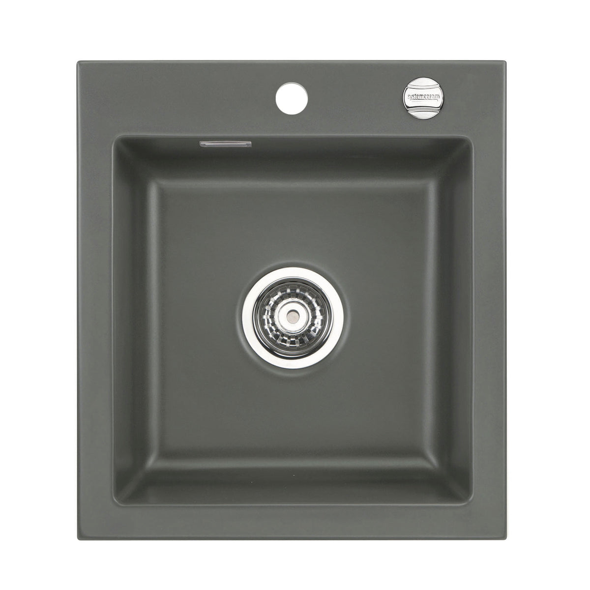 SYSTEMCERAM Einbauspüle Mera 46 F Lava 80 inkl. Handbetätigung, für 45 cm Schrankbreite, Spüle zum flächenbündigen Einbau, inkl. 4 x Eckradien R 10 Auflage keine Beckenlage 55560180