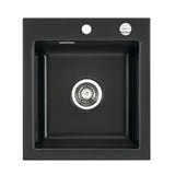 SYSTEMCERAM Einbauspüle Mera 46 F Nero 68 inkl. Handbetätigung, für 45 cm Schrankbreite, Spüle zum flächenbündigen Einbau, inkl. 4 x Eckradien R 10 Auflage keine Beckenlage 55560168