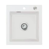 SYSTEMCERAM Einbauspüle Mera 46 F Satin 20 inkl. Handbetätigung, für 45 cm Schrankbreite, Spüle zum flächenbündigen Einbau, inkl. 4 x Eckradien R 10 Auflage keine Beckenlage 55560120