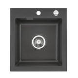 SYSTEMCERAM Einbauspüle Mera 46 F Schiefer 85 inkl. Excenterbetätigung, für 45 cm Schrankbreite, Spüle zum flächenbündigen Einbau, inkl. 4 x Eckradien R 10 Auflage keine Beckenlage 55560285