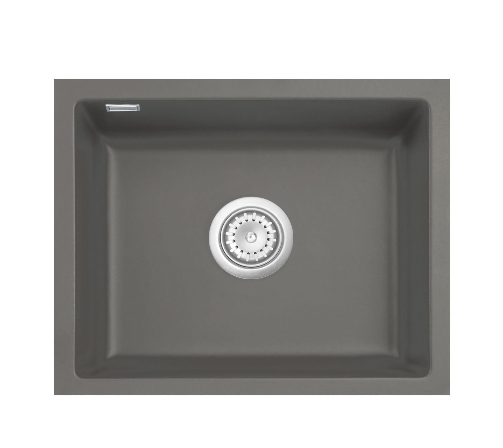 SYSTEMCERAM Einbauspüle Mera 50 U/g Lava 80 inkl. Handbetätigung, für 60 cm Schrankbreite, Spüle zum Unterbau mit geschliffener Oberseite Unterbau keine Beckenlage 54570180
