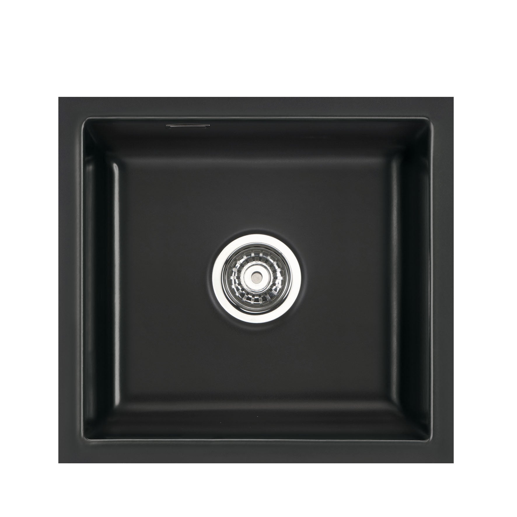 SYSTEMCERAM Einbauspüle Mera 51 F/o Nero 68 inkl. Excenterbetätigung, für 50 cm Schrankbreite, Spüle zum flächenbündigen Einbau ohne Hahnlochbank, inkl. 4 x Eckradien R 10 Flächenbündig keine Beckenlage 51010268