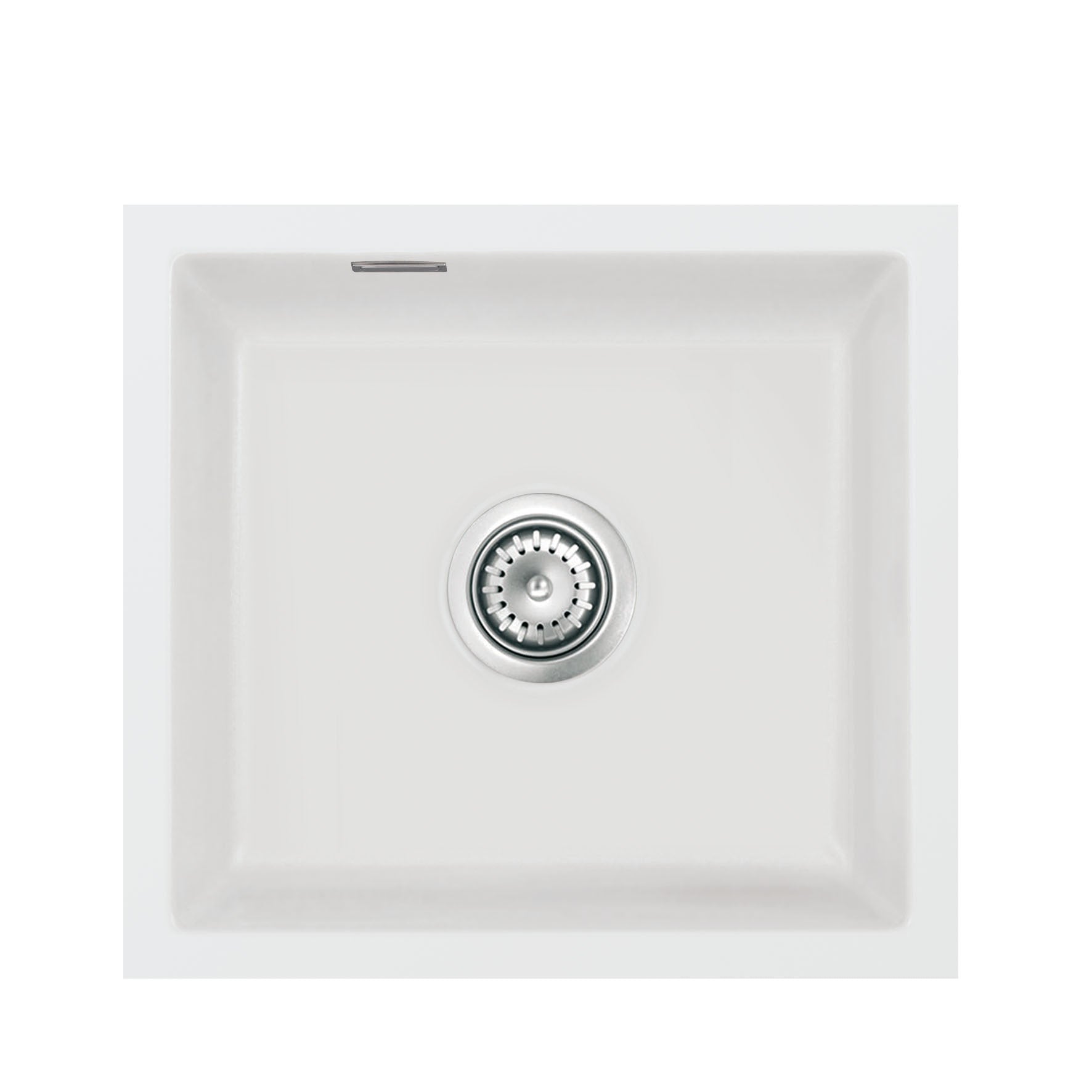 SYSTEMCERAM Einbauspüle Mera 51 F/o Satin 20 inkl. Handbetätigung, für 50 cm Schrankbreite, Spüle zum flächenbündigen Einbau ohne Hahnlochbank, inkl. 4 x Eckradien R 10 Flächenbündig keine Beckenlage 51010120