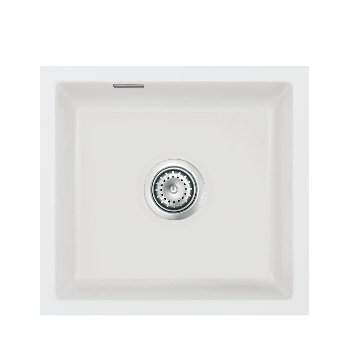SYSTEMCERAM Einbauspüle Mera 51 F/o Satin 20 inkl. Handbetätigung, für 50 cm Schrankbreite, Spüle zum flächenbündigen Einbau ohne Hahnlochbank, inkl. 4 x Eckradien R 10 Flächenbündig keine Beckenlage 51010120