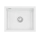 SYSTEMCERAM Einbauspüle Mera 57 F/o Grönland 12 inkl. Handbetätigung, für 60 cm Schrankbreite, Spüle zum flächenbündigen Einbau ohne Hahnlochbank, inkl. 4 x Eckradien R 10 Flächenbündig keine Beckenlage 51570112