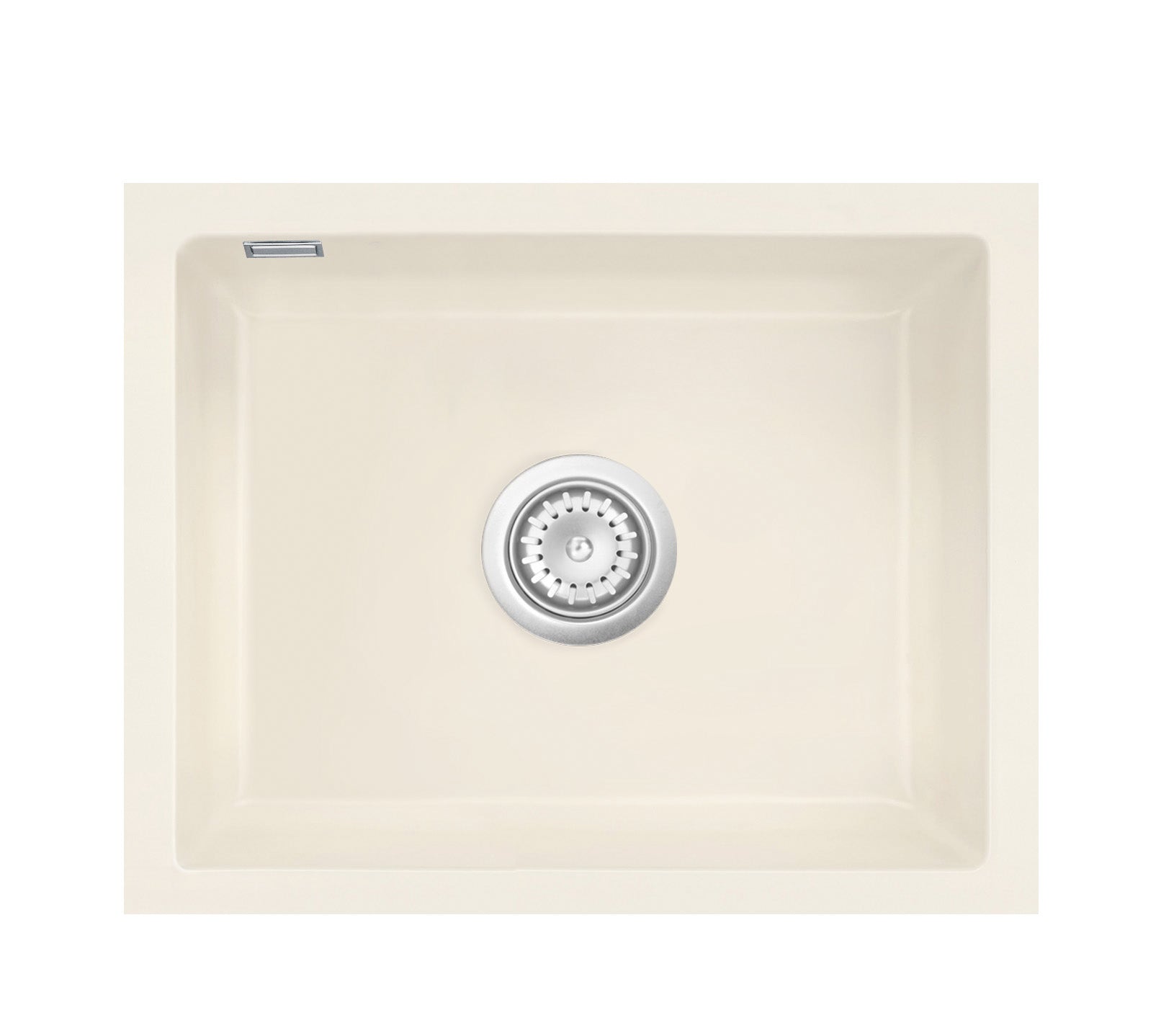SYSTEMCERAM Einbauspüle Kara 57 F/o Jasmin 19 inkl. Excenterbetätigung, für 60 cm Schrankbreite, Spüle zum flächenbündigen Einbau ohne Hahnlochbank, mit Medio- Matte Alu, inkl. 4 x Eckradien R 10 Flächenbündig keine Beckenlage 51020219