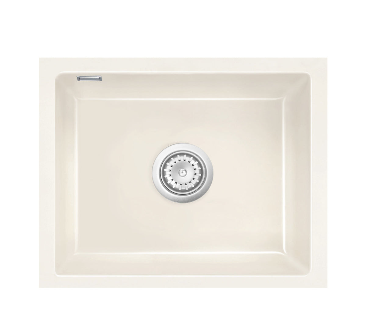 SYSTEMCERAM Einbauspüle Kara 57 F/o Magnolie 10 inkl. Excenterbetätigung, für 60 cm Schrankbreite, Spüle zum flächenbündigen Einbau ohne Hahnlochbank, mit Medio- Matte Alu, inkl. 4 x Eckradien R 10 Flächenbündig keine Beckenlage 51020210