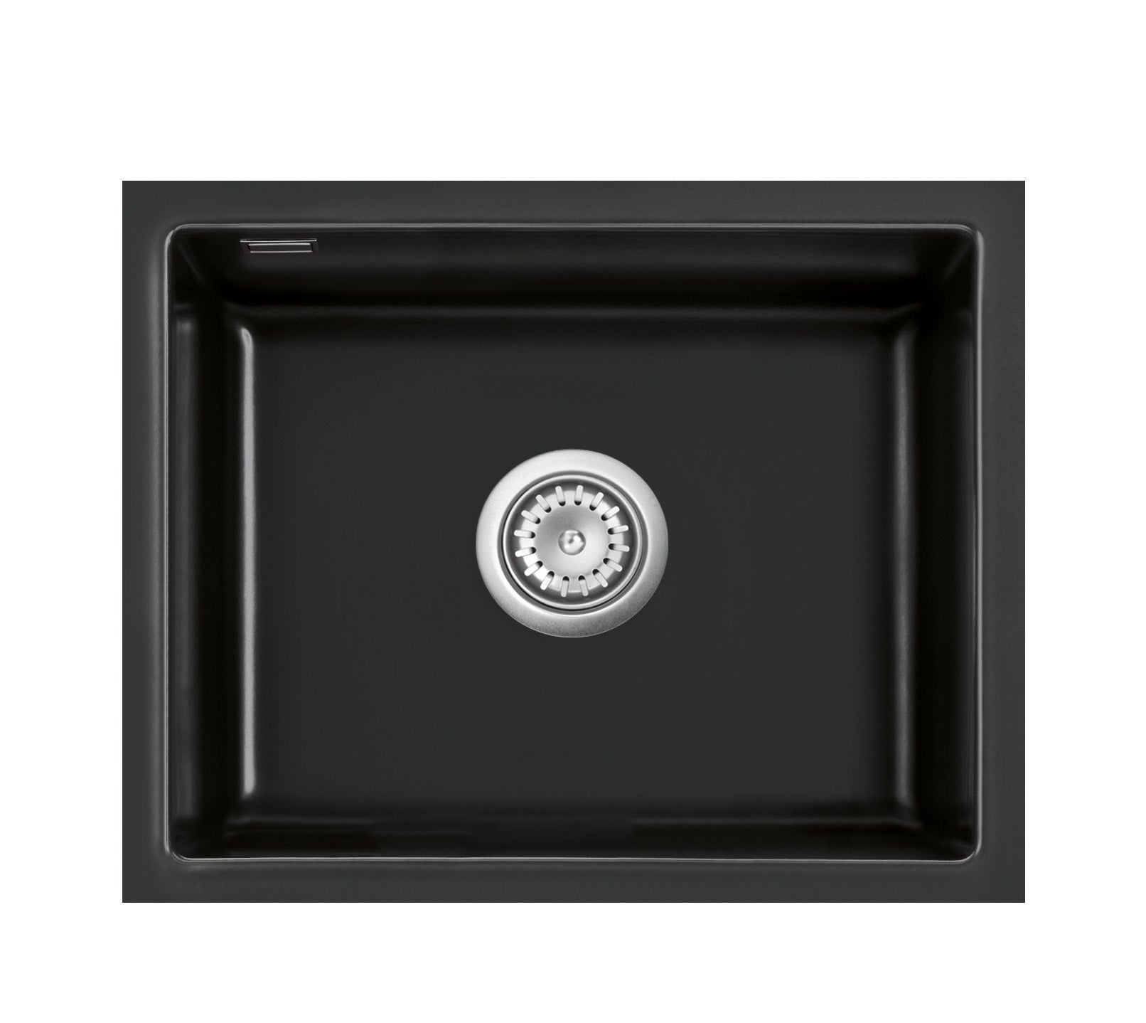 SYSTEMCERAM Einbauspüle Kara 57 F/o Nero 68 inkl. Excenterbetätigung, für 60 cm Schrankbreite, Spüle zum flächenbündigen Einbau ohne Hahnlochbank, mit Medio- Matte Schwarz, inkl. 4 x Eckradien R 10 Flächenbündig keine Beckenlage 51020268