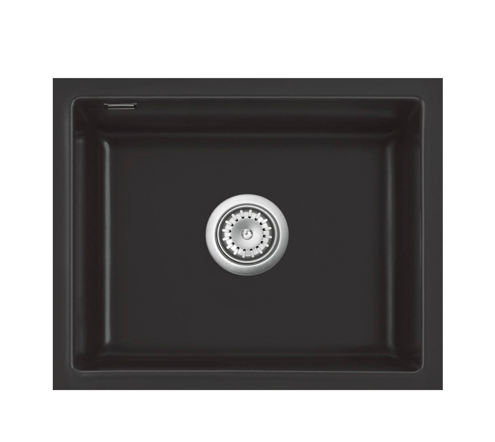 SYSTEMCERAM Einbauspüle Kara 57 F/o Nigra 87 inkl. Handbetätigung, für 60 cm Schrankbreite, Spüle zum flächenbündigen Einbau ohne Hahnlochbank, mit Medio- Matte Schwarz, inkl. 4 x Eckradien R 10 Flächenbündig keine Beckenlage 51020187