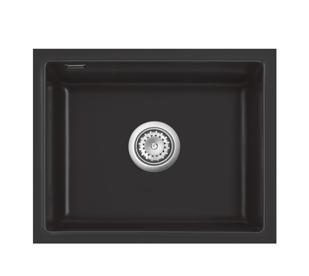 SYSTEMCERAM Einbauspüle Kara 57 F/o Nigra 87 inkl. Handbetätigung, für 60 cm Schrankbreite, Spüle zum flächenbündigen Einbau ohne Hahnlochbank, mit Medio- Matte Schwarz, inkl. 4 x Eckradien R 10 Flächenbündig keine Beckenlage 51020187