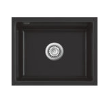 SYSTEMCERAM Einbauspüle Mera 57 F/o Nigra 87 inkl. Handbetätigung, für 60 cm Schrankbreite, Spüle zum flächenbündigen Einbau ohne Hahnlochbank, inkl. 4 x Eckradien R 10 Flächenbündig keine Beckenlage 51570187
