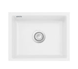 SYSTEMCERAM Einbauspüle Kara 57 F/o Polar 13 inkl. Handbetätigung, für 60 cm Schrankbreite, Spüle zum flächenbündigen Einbau ohne Hahnlochbank, mit Medio- Matte Alu, inkl. 4 x Eckradien R 10 Flächenbündig keine Beckenlage 51020113