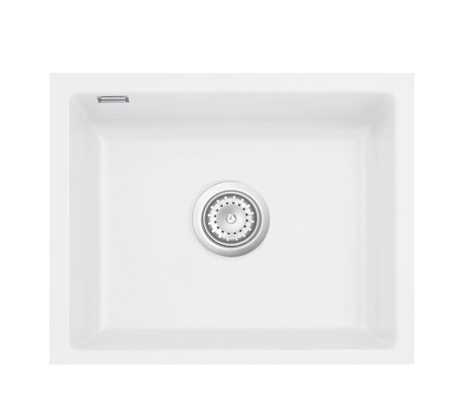 SYSTEMCERAM Einbauspüle Mera 57 F/o Polar 13 inkl. Handbetätigung, für 60 cm Schrankbreite, Spüle zum flächenbündigen Einbau ohne Hahnlochbank, inkl. 4 x Eckradien R 10 Flächenbündig keine Beckenlage 51570113