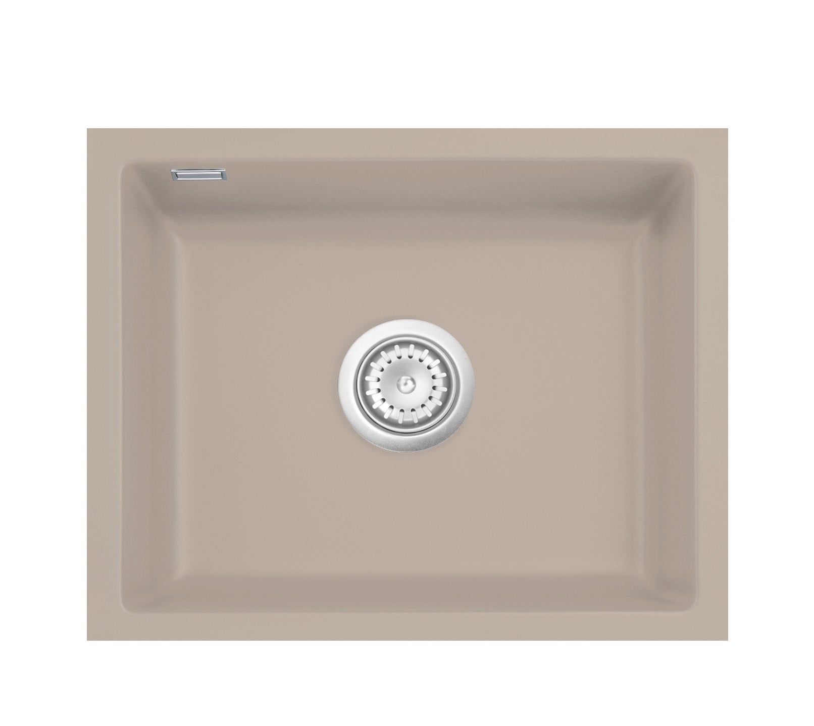 SYSTEMCERAM Einbauspüle Kara 57 F/o Fango 23 inkl. Handbetätigung, für 60 cm Schrankbreite, Spüle zum flächenbündigen Einbau ohne Hahnlochbank, mit Medio- Matte Alu, inkl. 4 x Eckradien R 10 Flächenbündig keine Beckenlage 51020123