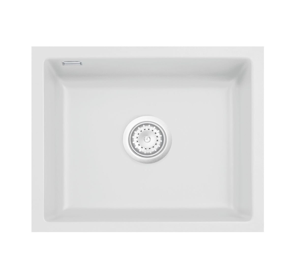 SYSTEMCERAM Einbauspüle Kara 57 F/o Satin 20 inkl. Handbetätigung, für 60 cm Schrankbreite, Spüle zum flächenbündigen Einbau ohne Hahnlochbank, mit Medio- Matte Alu, inkl. 4 x Eckradien R 10 Flächenbündig keine Beckenlage 51020120