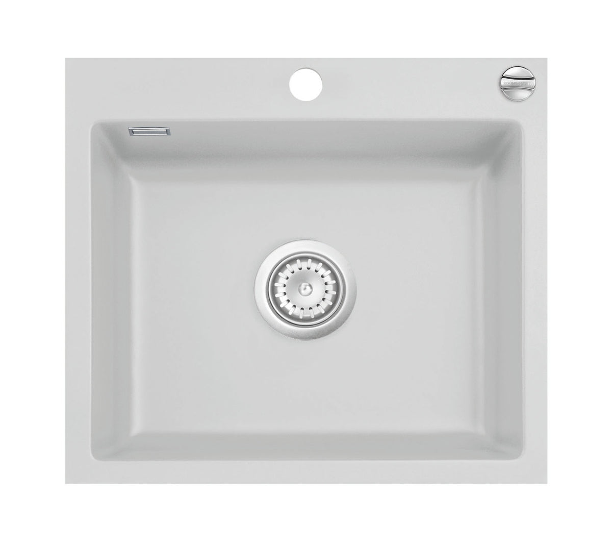 SYSTEMCERAM Einbauspüle Mera 57 F Alu 76 inkl. Handbetätigung, für 60 cm Schrankbreite, Spüle zum flächenbündigen Einbau, inkl. 4 x Eckradien R 10 Auflage keine Beckenlage 55570176