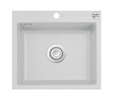 SYSTEMCERAM Einbauspüle Mera 57 F Alu 76 inkl. Handbetätigung, für 60 cm Schrankbreite, Spüle zum flächenbündigen Einbau, inkl. 4 x Eckradien R 10 Auflage keine Beckenlage 55570176