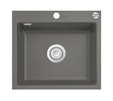 SYSTEMCERAM Einbauspüle Mera 57 F Lava 80 inkl. Excenterbetätigung, für 60 cm Schrankbreite, Spüle zum flächenbündigen Einbau, inkl. 4 x Eckradien R 10 Auflage keine Beckenlage 55570280