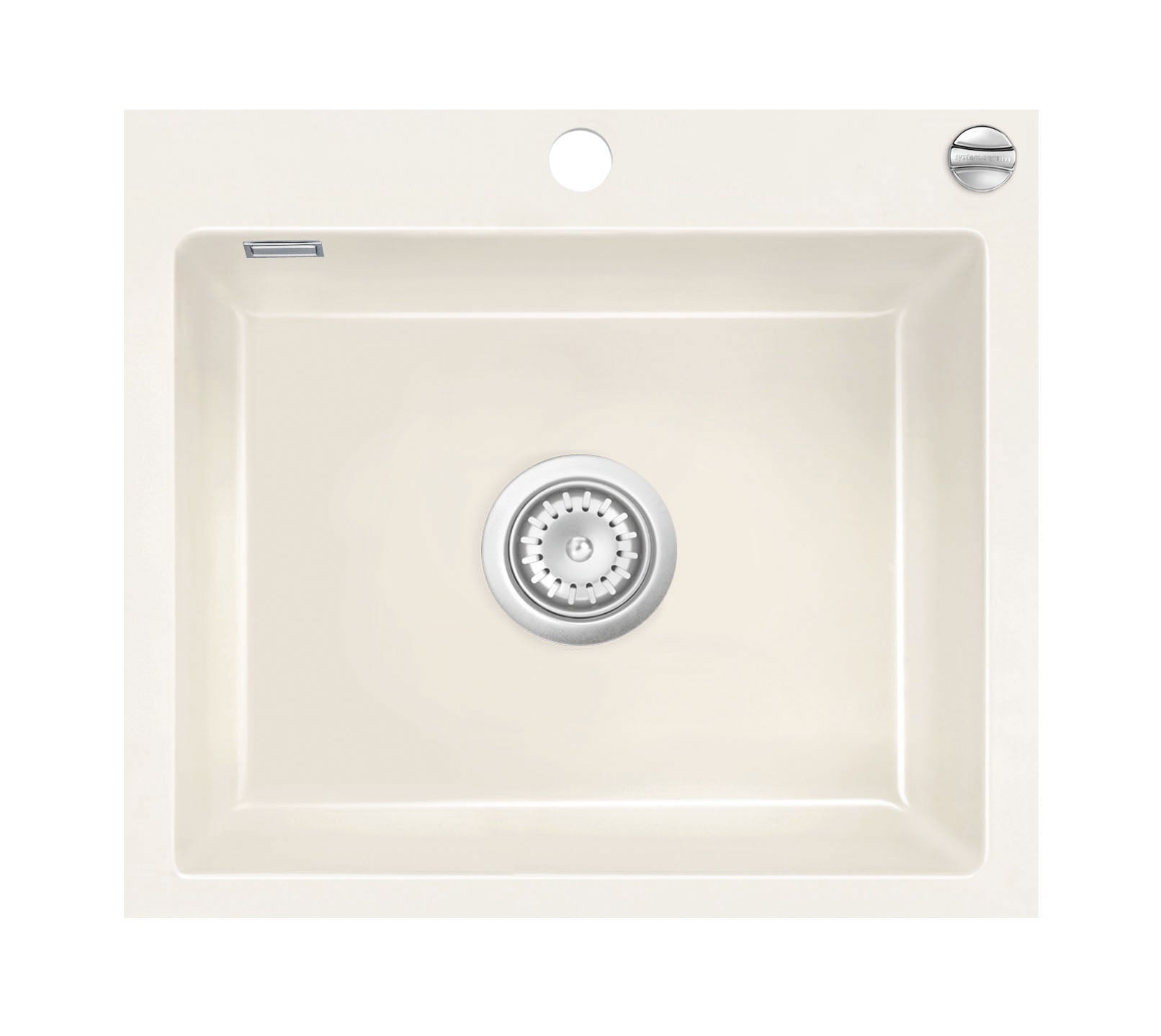 SYSTEMCERAM Einbauspüle Mera 57 F Magnolie 10 inkl. Excenterbetätigung, für 60 cm Schrankbreite, Spüle zum flächenbündigen Einbau, inkl. 4 x Eckradien R 10 Auflage keine Beckenlage 55570210